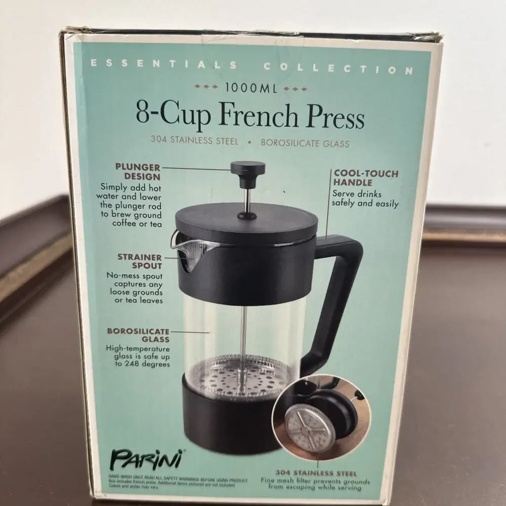 Parini Essential Collection 8-Cup French Press Coffee Tea Maker Stainless Steel